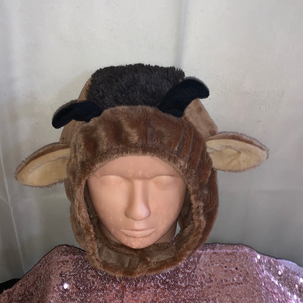 Little Adventures Brown fury Deer Hat for Youth XL 7-9 Years EUC